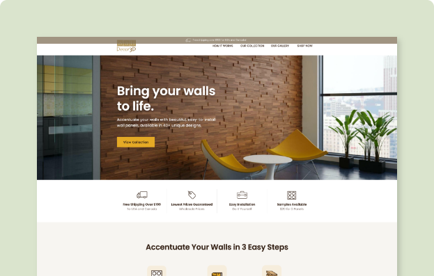 Wall Decor 3D Landing Page