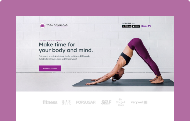 Yoga Download Landing Page